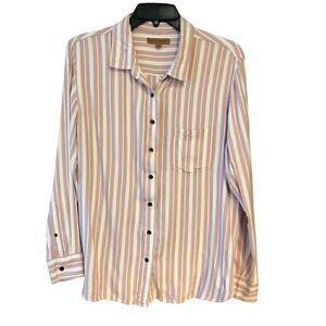 Zach’s
Girlfriend L Pink Relaxed Striped Button Long Sleeve Shirt